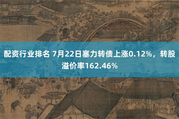 配资行业排名 7月22日塞力转债上涨0.12%，转股溢价率162.46%