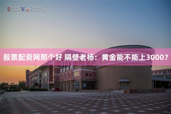 股票配资网那个好 隔壁老杨：黄金能不能上3000？